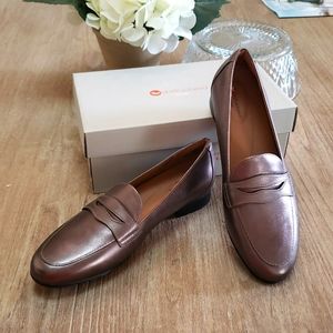 Clarks Leather Metallic Loafers